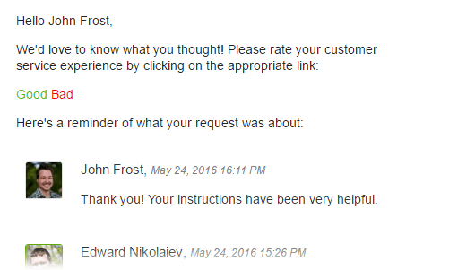 Request to rate satisfaction