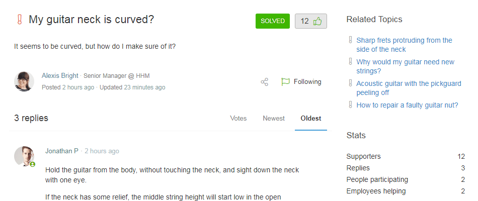 Helprace: Customer Question View