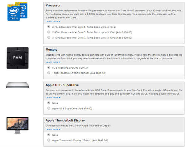 Macbook upsell Helrpace